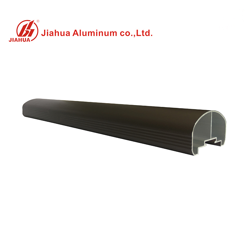Perfiles de pasamanos de balcón de baranda de aluminio extruido de color negro con recubrimiento en polvo para escalones delanteros